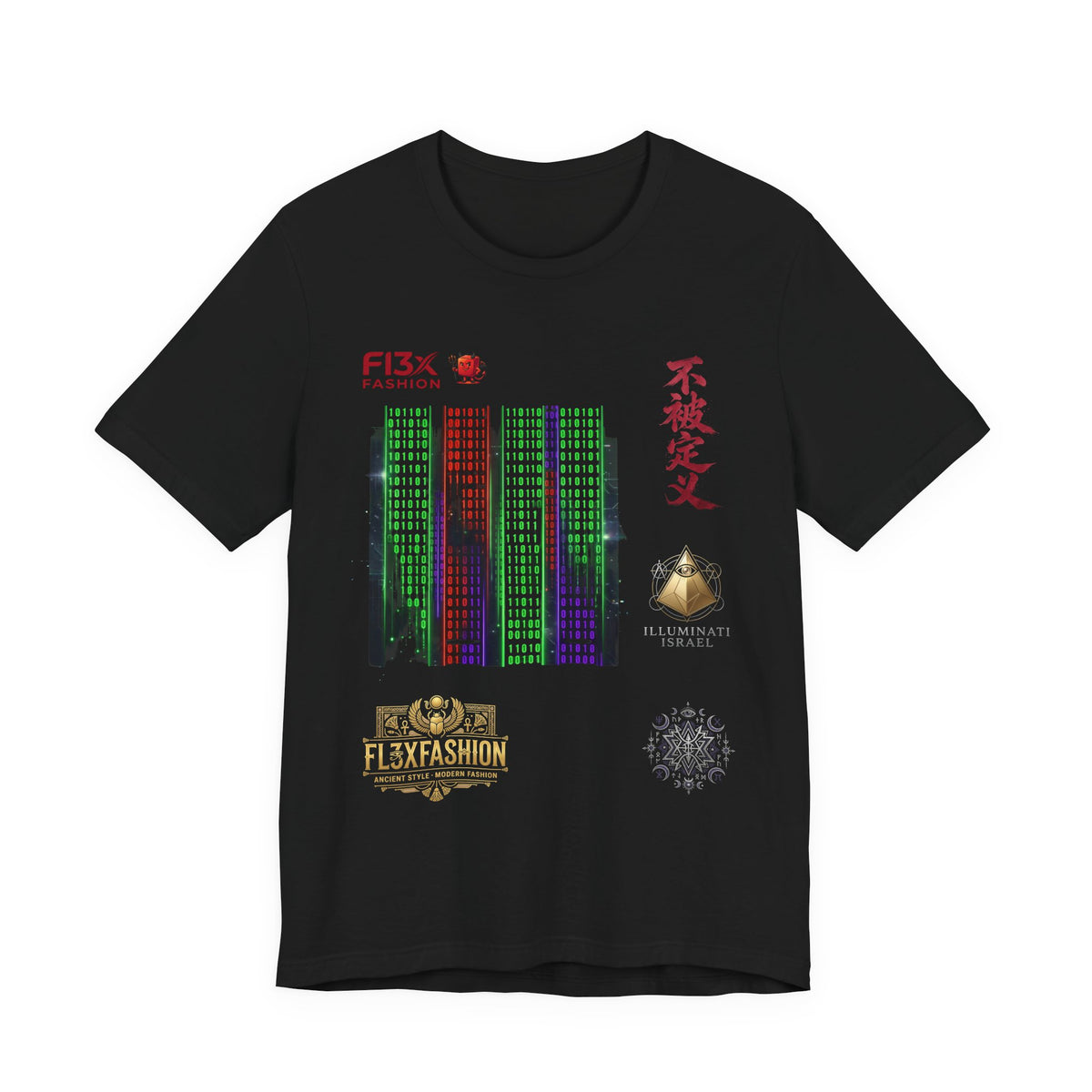 Abstract Cyber City Graphic Tee — 'Unclassified' Kanji Urban Tech T-Shirt