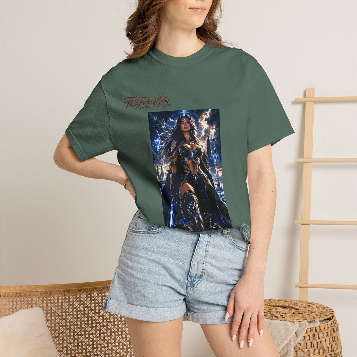 Fantasy Warrior Graphic T-Shirt — "FB7FashionBaby" Logo Tee