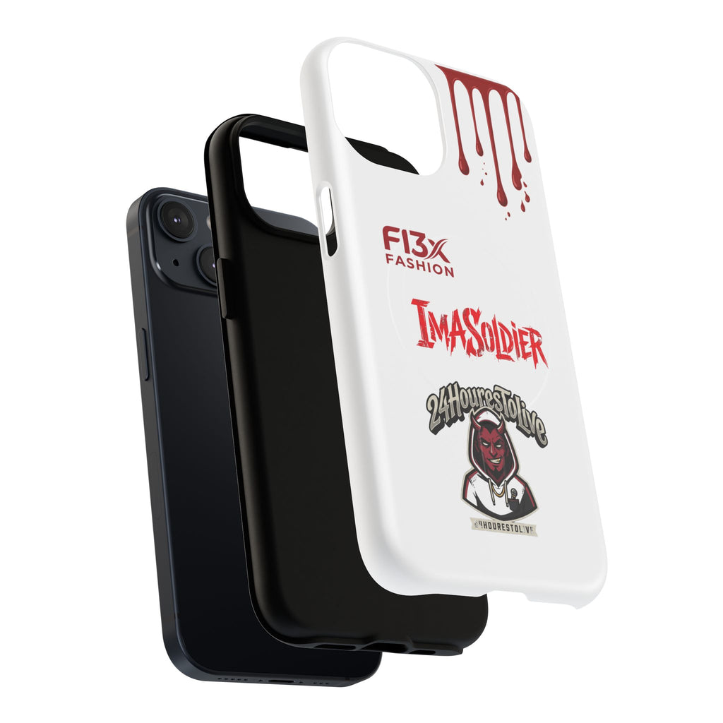 Tough Magnetic Phone Case — 'ImASoldier' Blood Drip Gaming Design