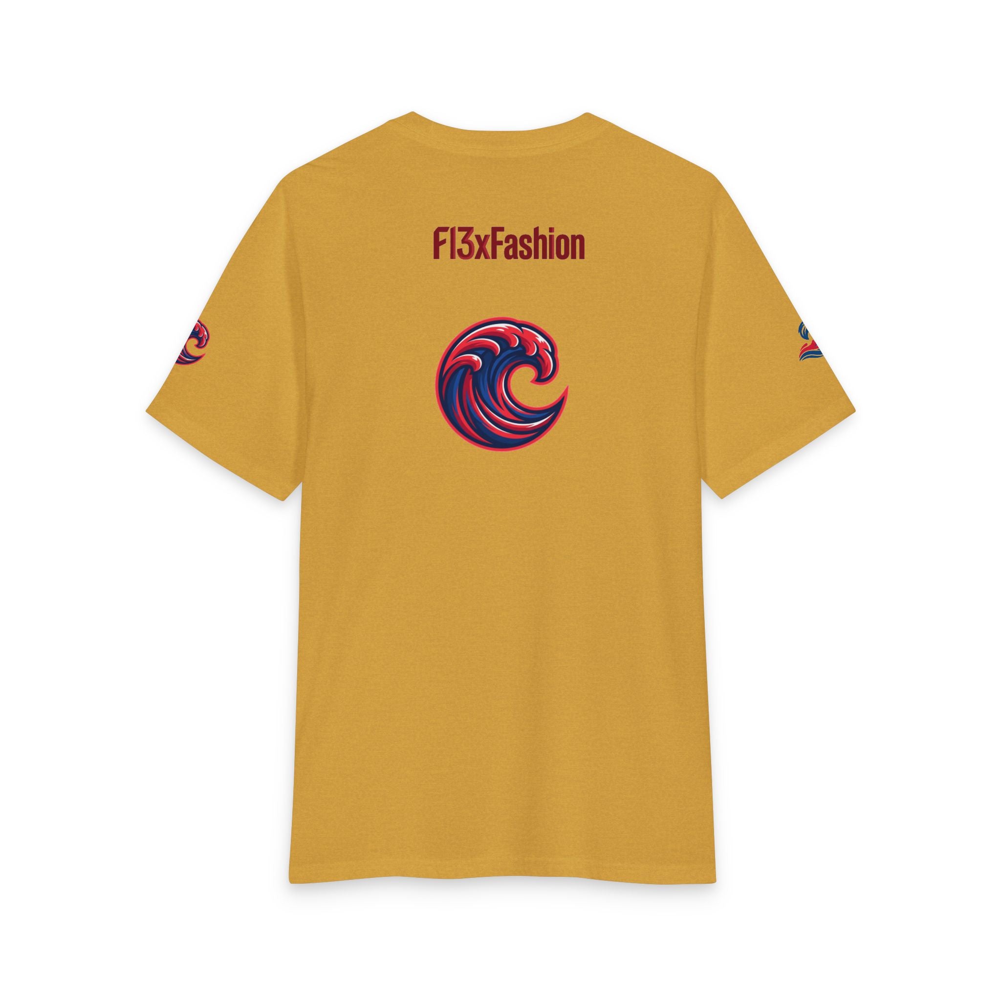 Graphic Tee — 'F13x Fashion' Red & Blue Wave Art T-Shirt