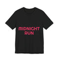 Midnight Run Graphic Tee — Retro Neon Typography T-Shirt