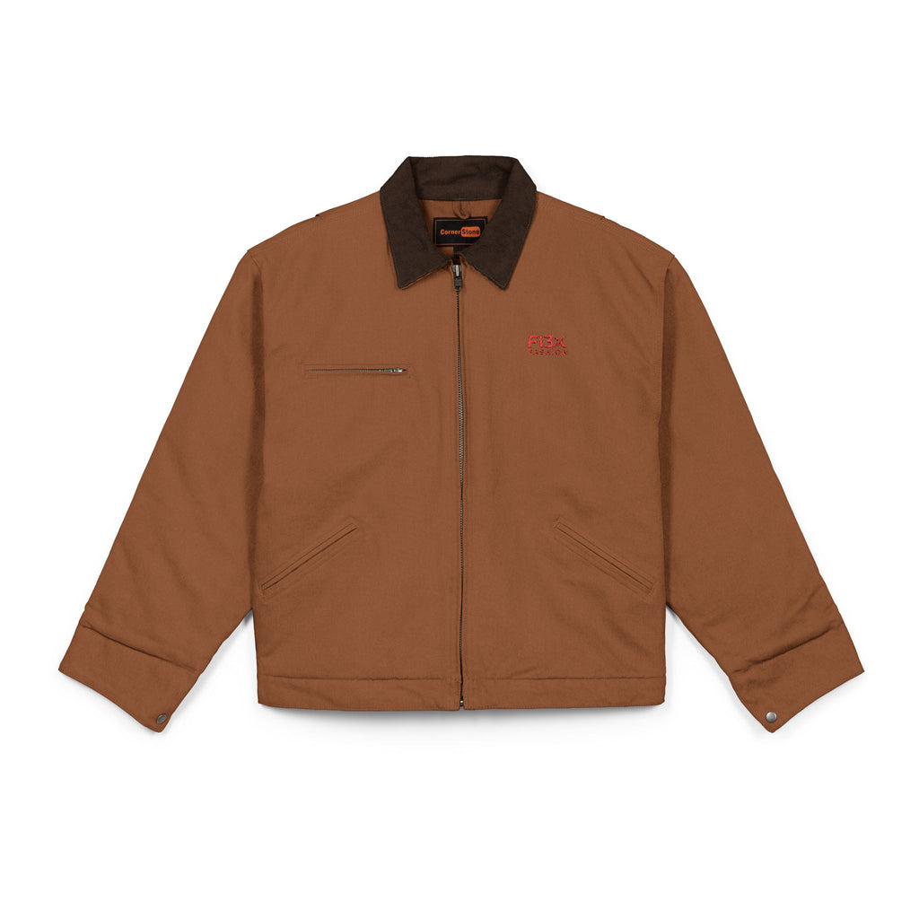 Duck Cloth Work Jacket - Black Durable Carpenter Jacket with Small Red Logo