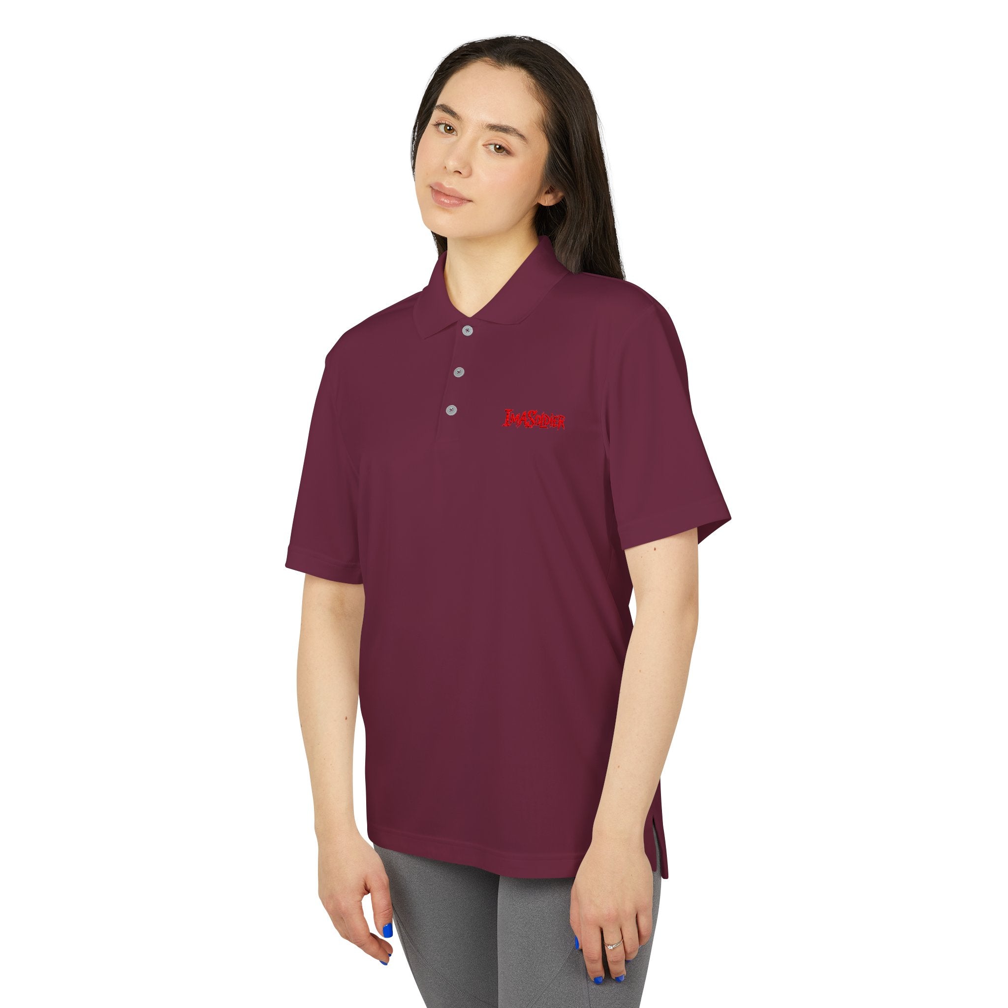 White Performance Polo — 'I Am Sober' Embroidered Chest Design
