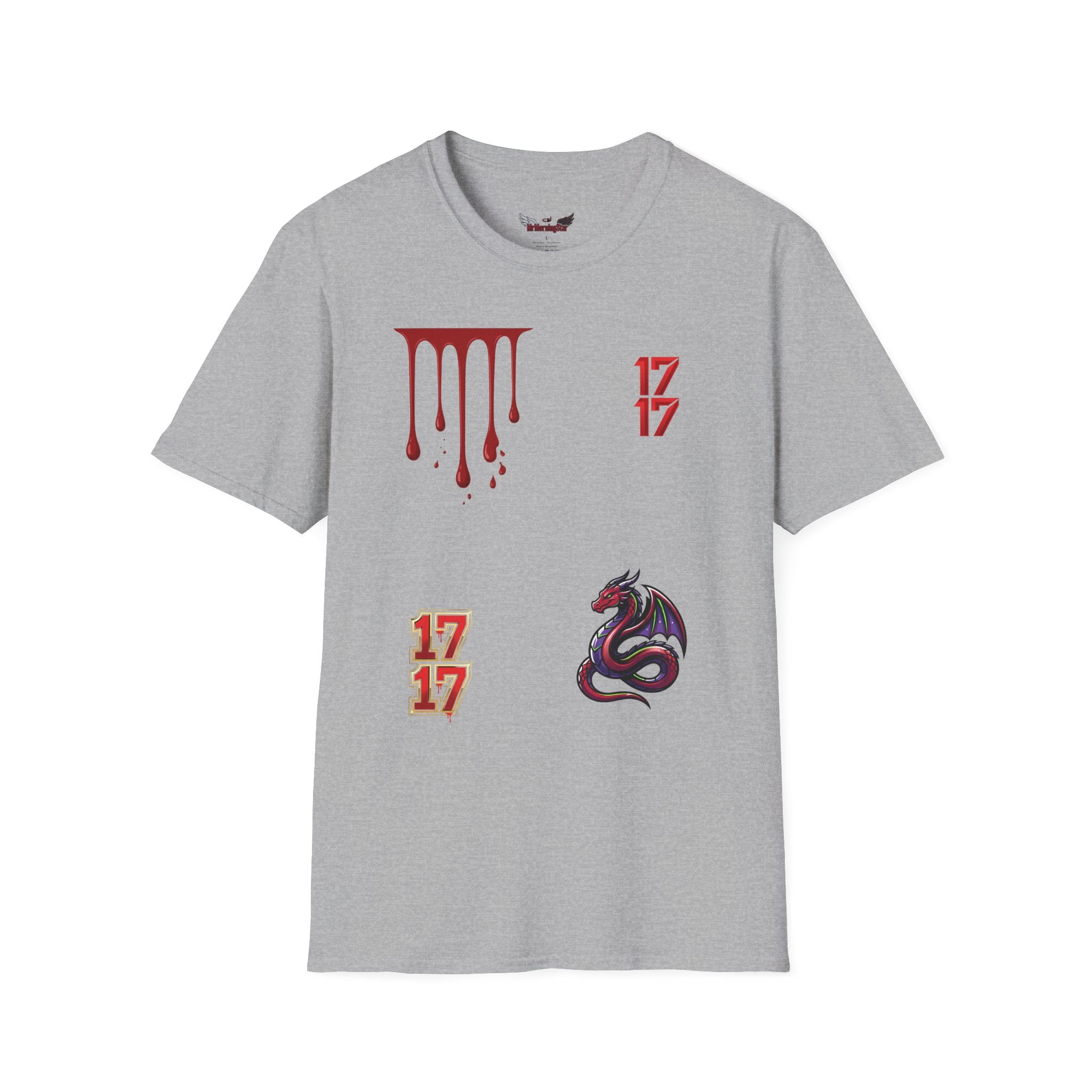 Graphic T-Shirt — Dripping Blood & 17/17 Snake Design