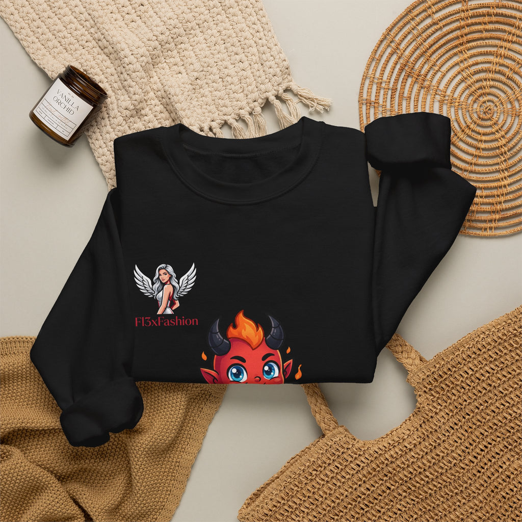 Devil Baby Crewneck Sweatshirt - Cute Red Demon Graphic