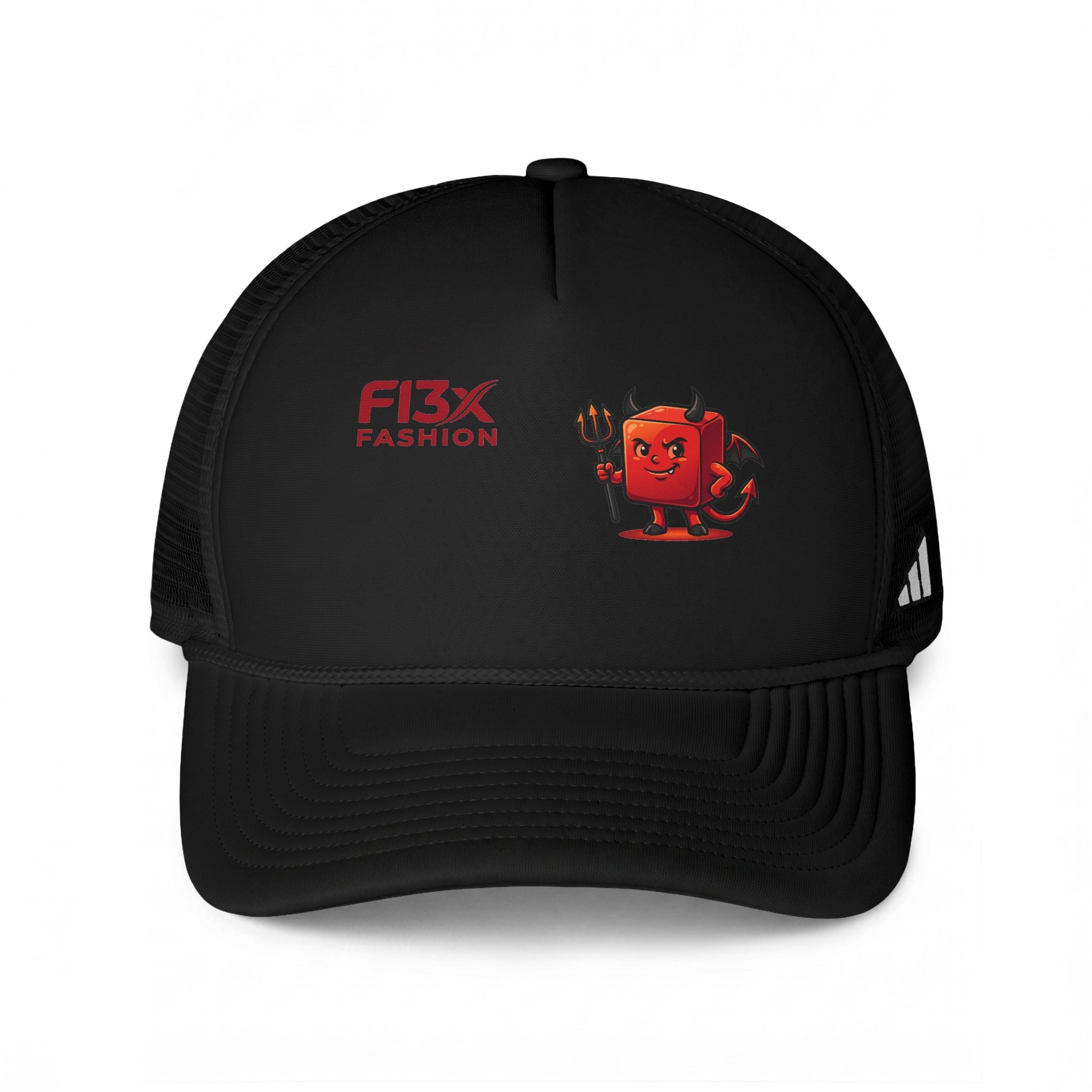 Trucker Cap — Red Demon Block Graphic "Flex Fashion"