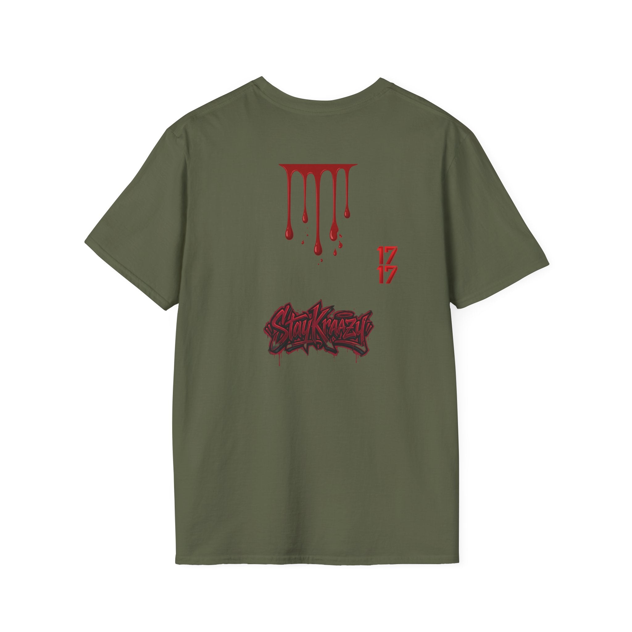 Graphic T-Shirt — Dripping Blood & 17/17 Snake Design