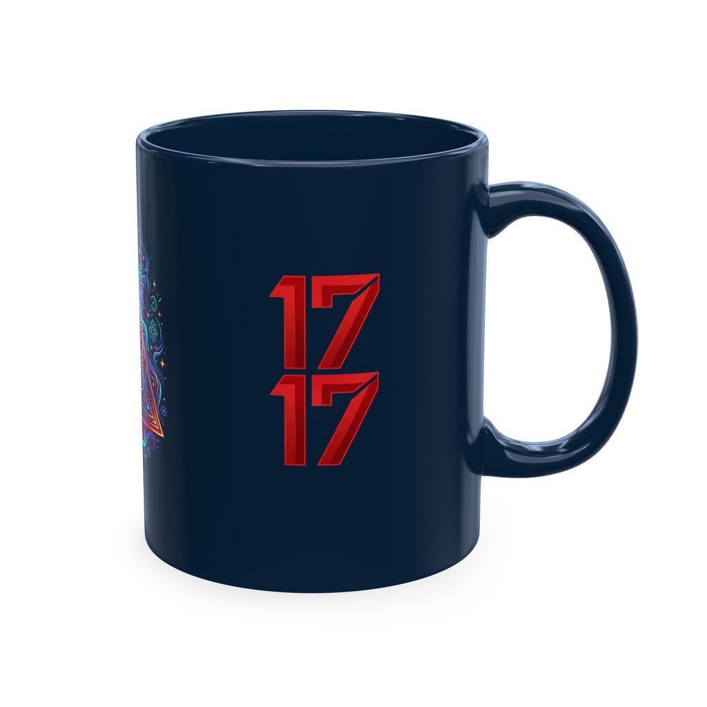 Ceramic Mug — Mystic Third Eye Pyramid Design with 7/17 Red Numerals