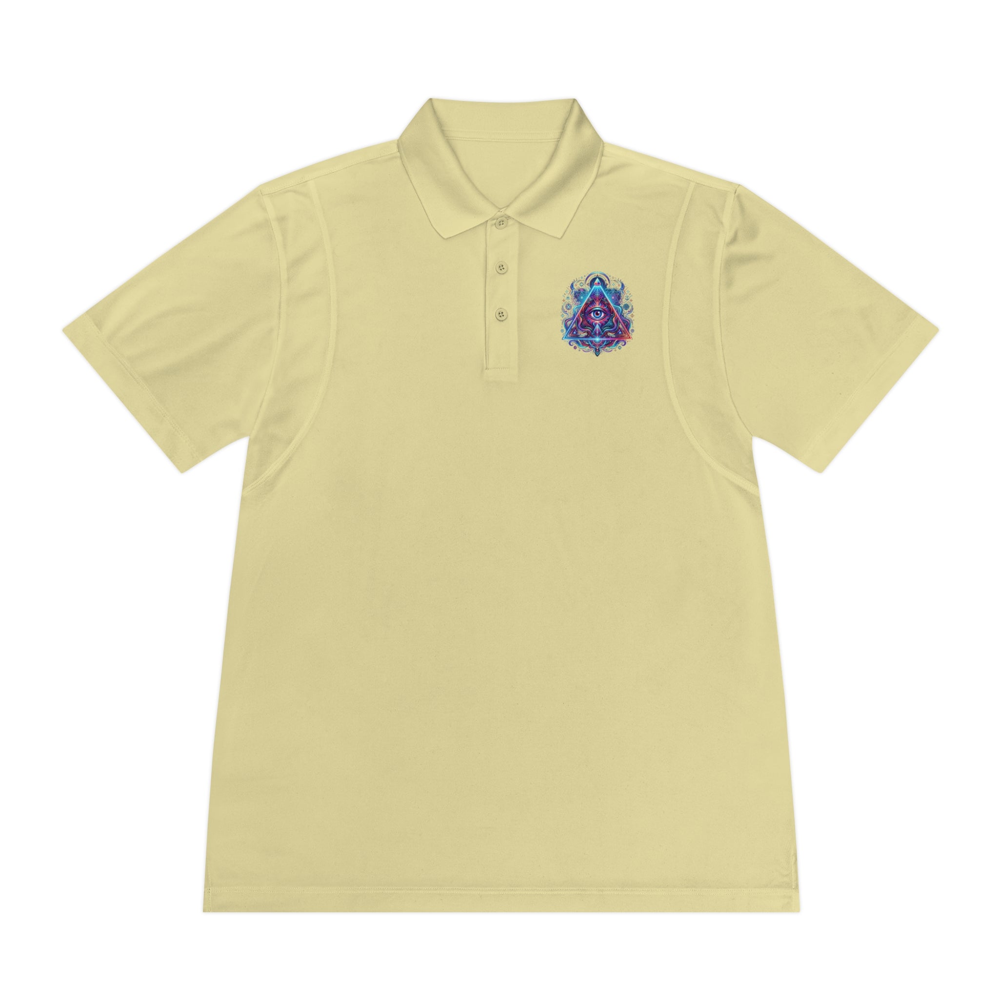 Men's Polo Shirt — Mystic All-Seeing Eye Triangle Design with 17/17 Accent
