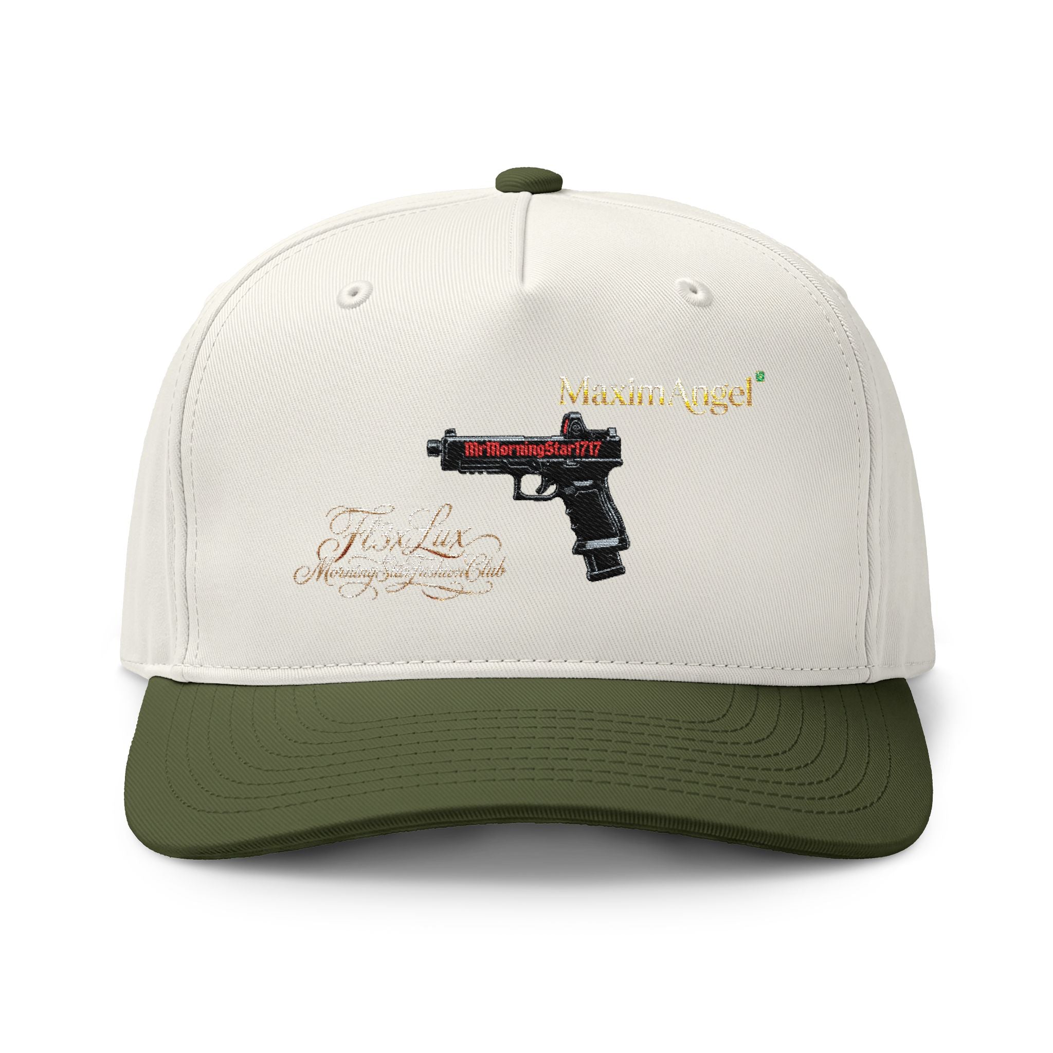 Two-Tone Cap — Embroidered Handgun Graphic "Marine Angel" Trucker Hat