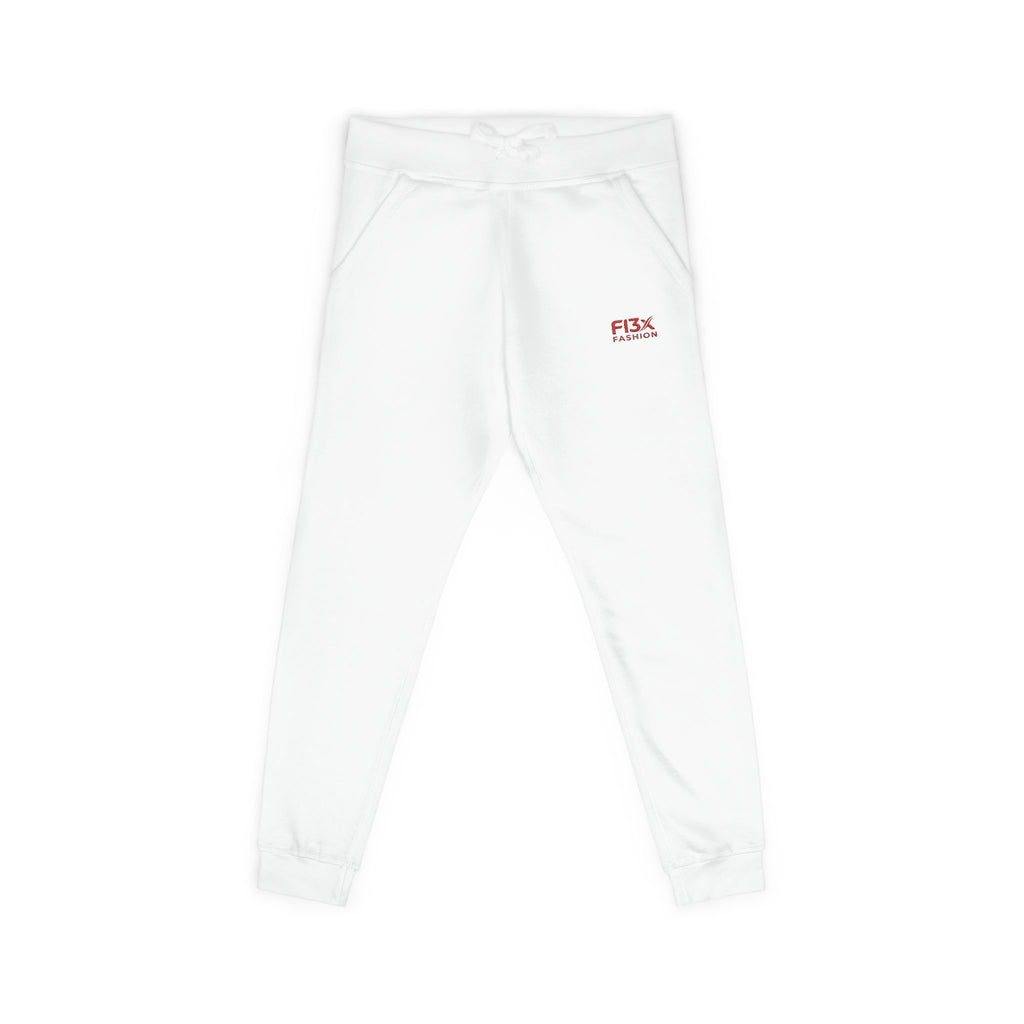 Embroidered Cozy Sweatpants — Minimal Red Logo Fleece Joggers
