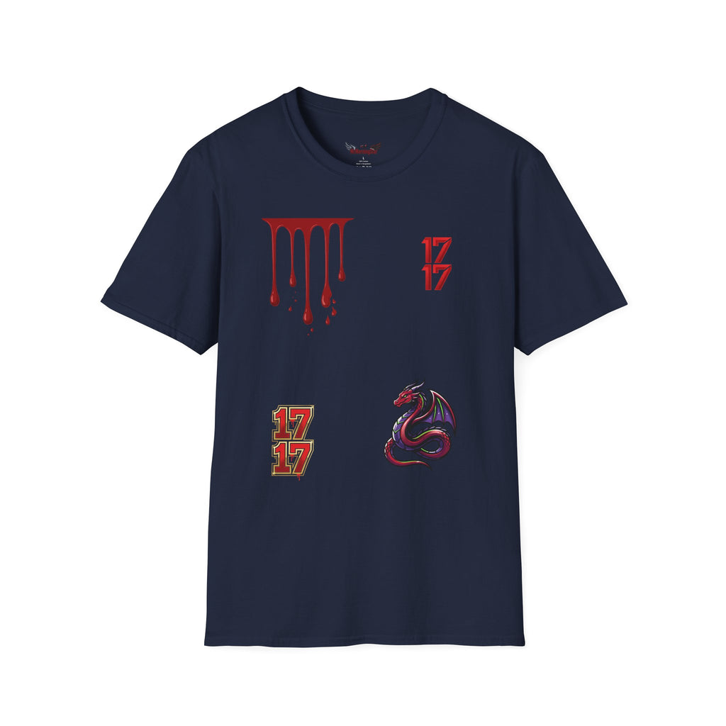Graphic T-Shirt — Dripping Blood & 17/17 Snake Design