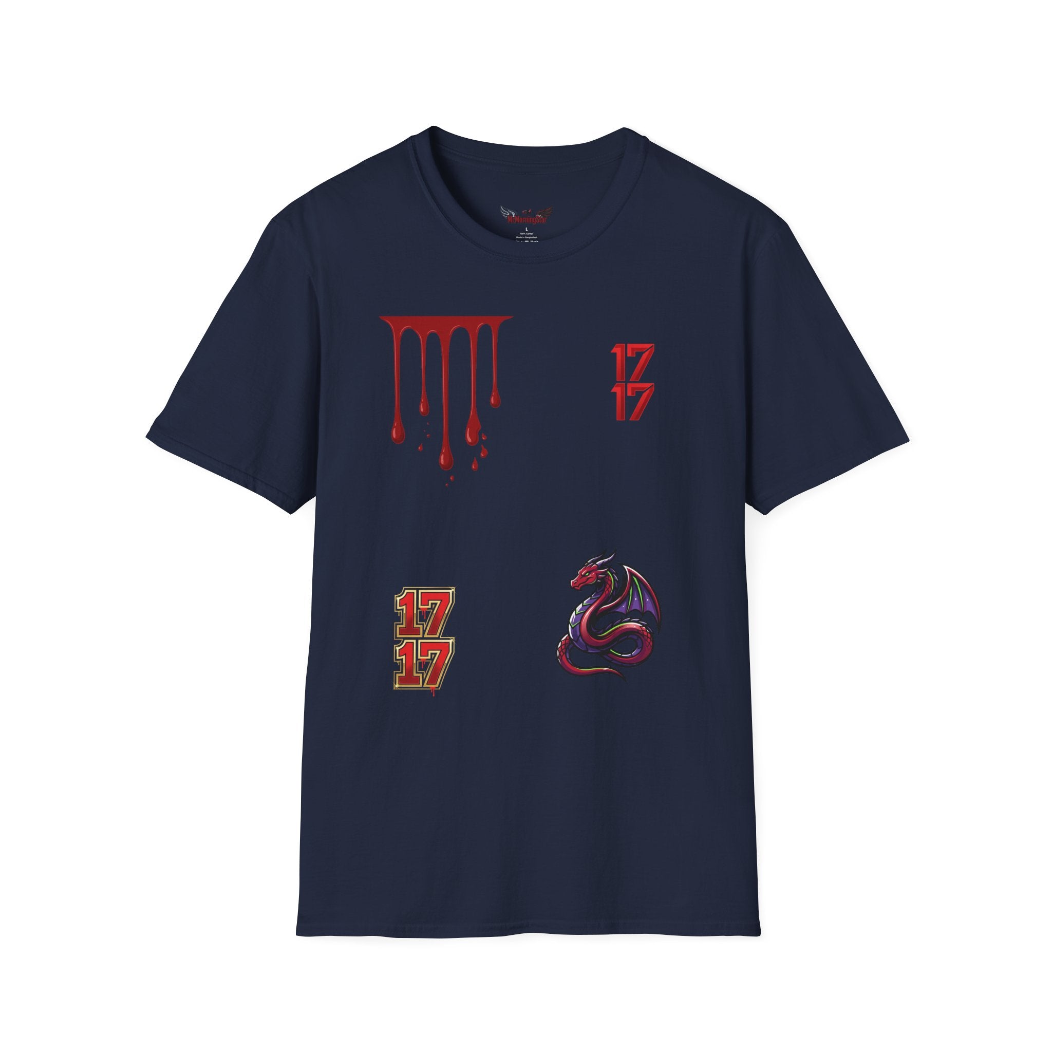 Graphic T-Shirt — Dripping Blood & 17/17 Snake Design