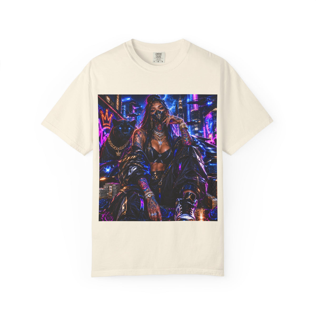Cyberpunk Streetwear T-Shirt — "Fl3x Fashion Omertà" Graphic