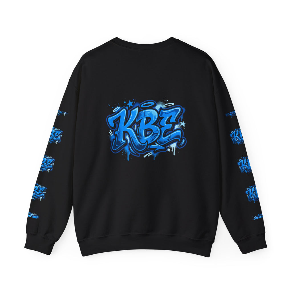 KBZ Graffiti Crewneck Sweatshirt – Streetwear Pullover with Blue Urban Tag Design