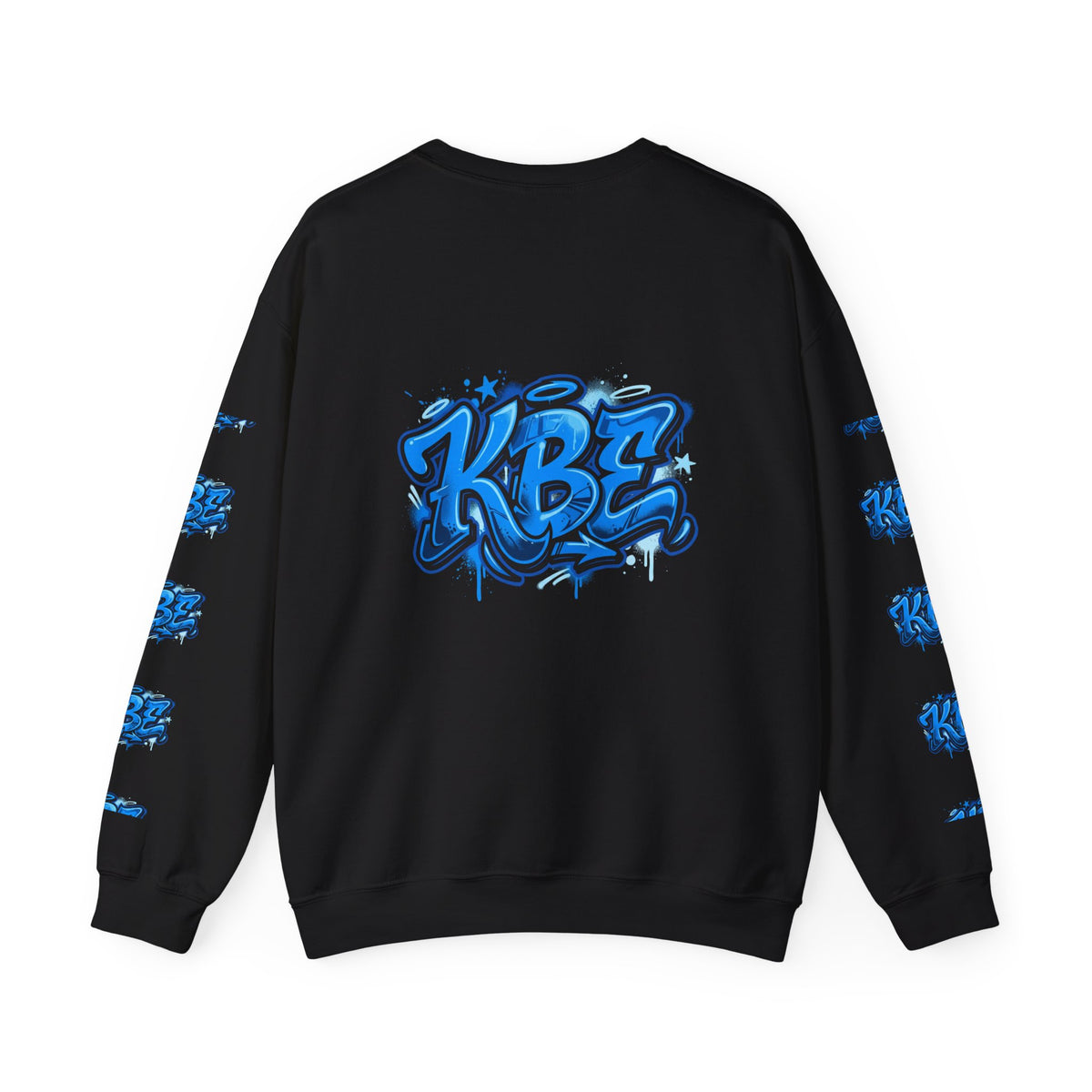 KBZ Graffiti Crewneck Sweatshirt – Streetwear Pullover with Blue Urban Tag Design