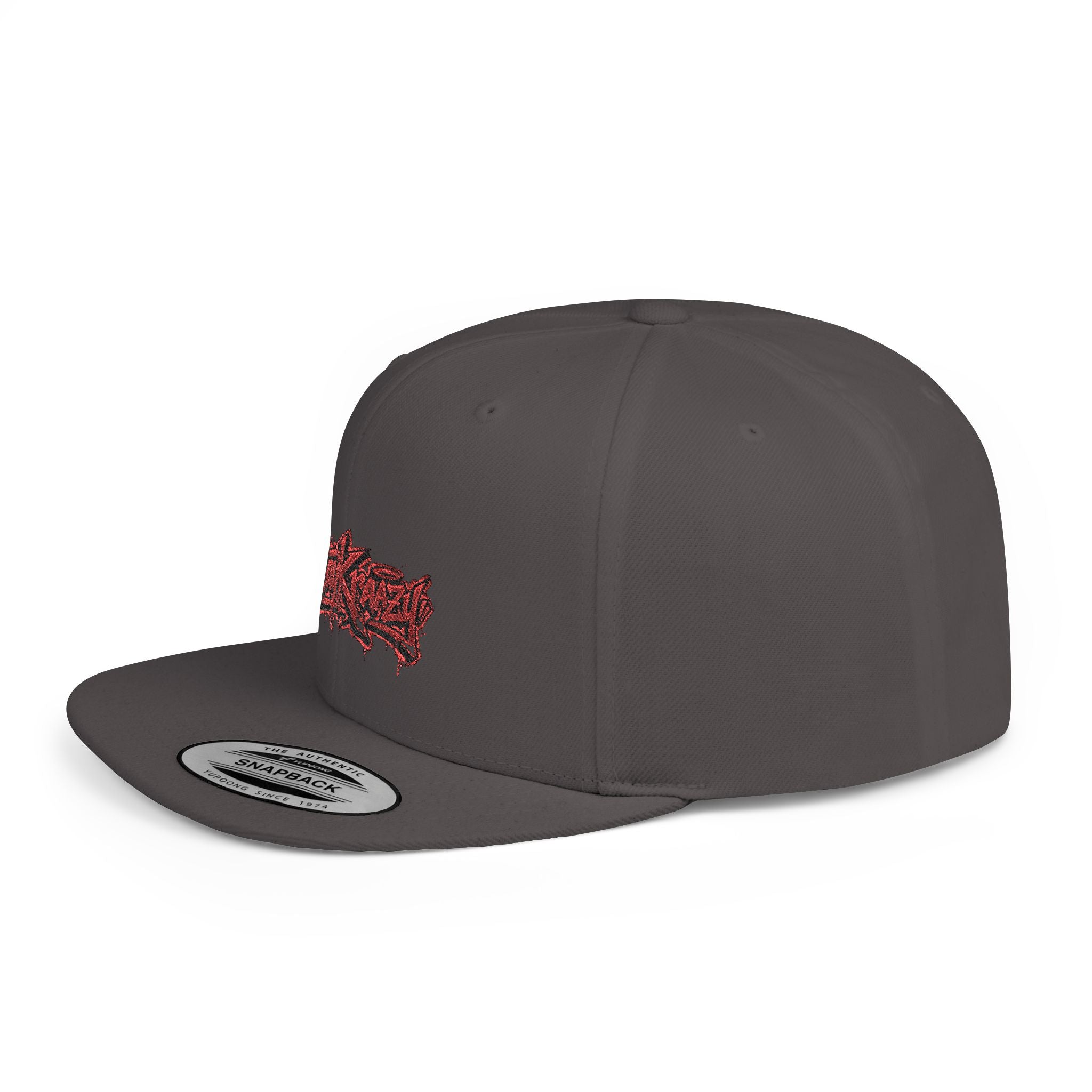 Snapback Hat — Red Graffiti Logo Flat Bill Cap