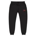 Embroidered Cozy Sweatpants — Minimal Red Logo Fleece Joggers
