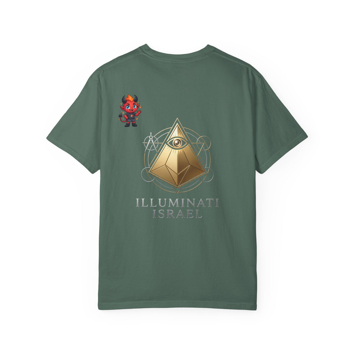 Illuminati Israel Pyramid T-Shirt with Devil Character Pattern