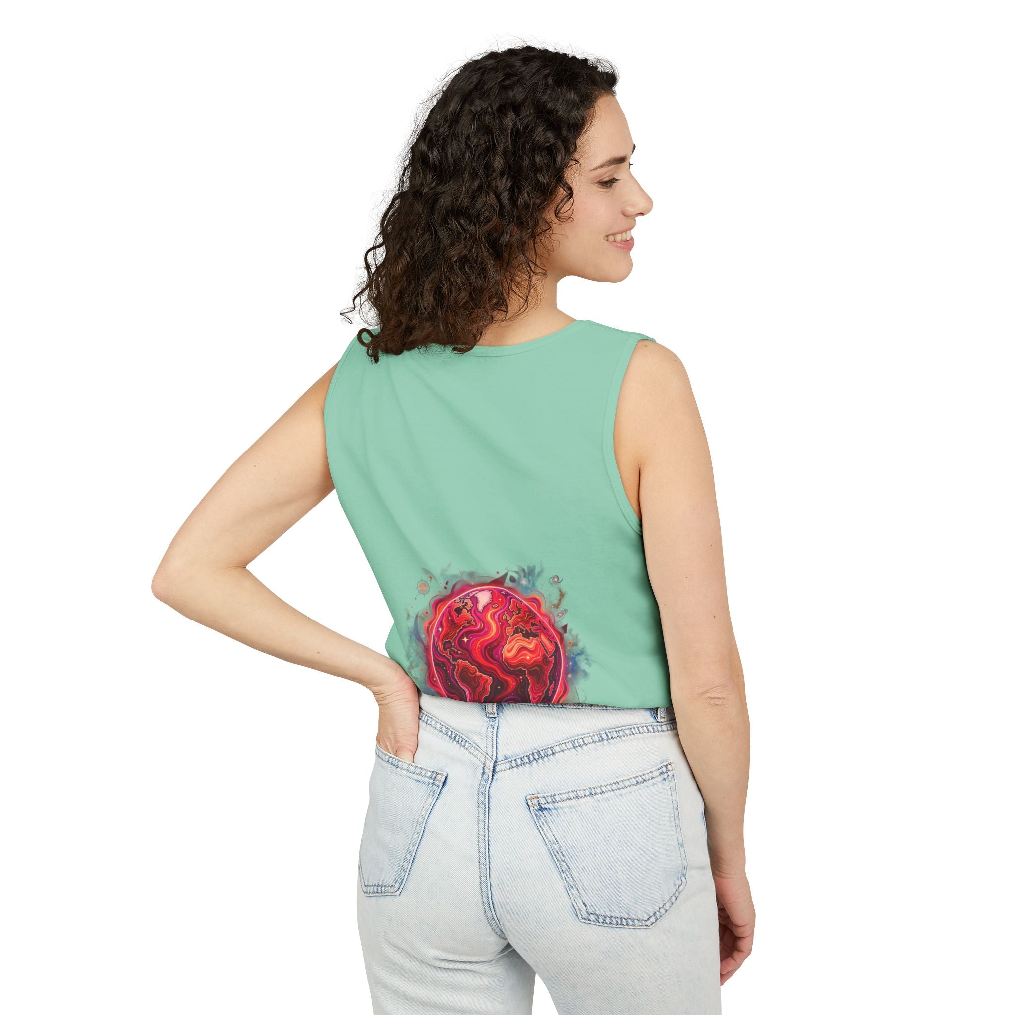 Red Planet Graphic Tank Top — '17/17' Streetwear Planet Design