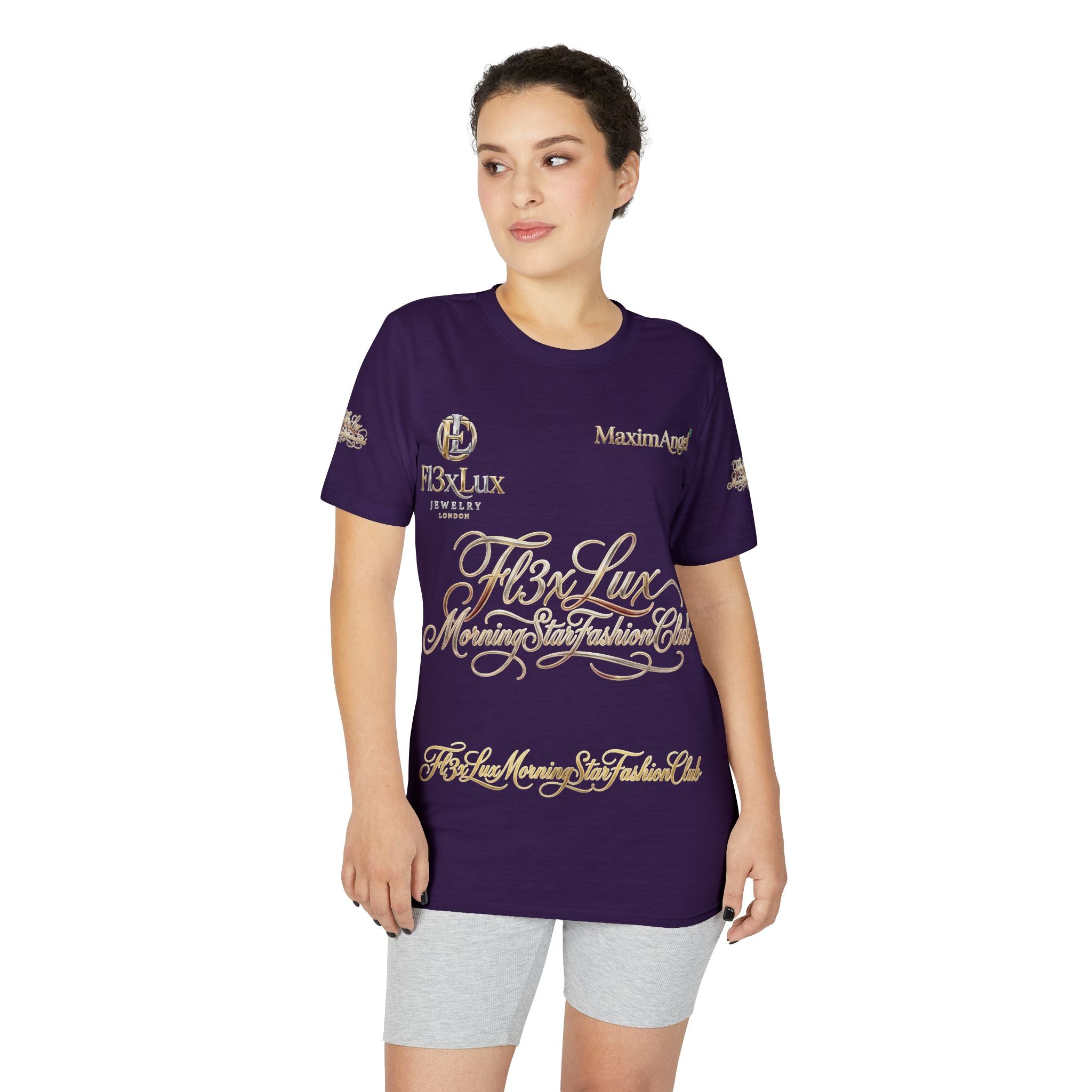 Luxury Gold Script Performance T-Shirt — F3xLux Morning Stay Fashion Club Design