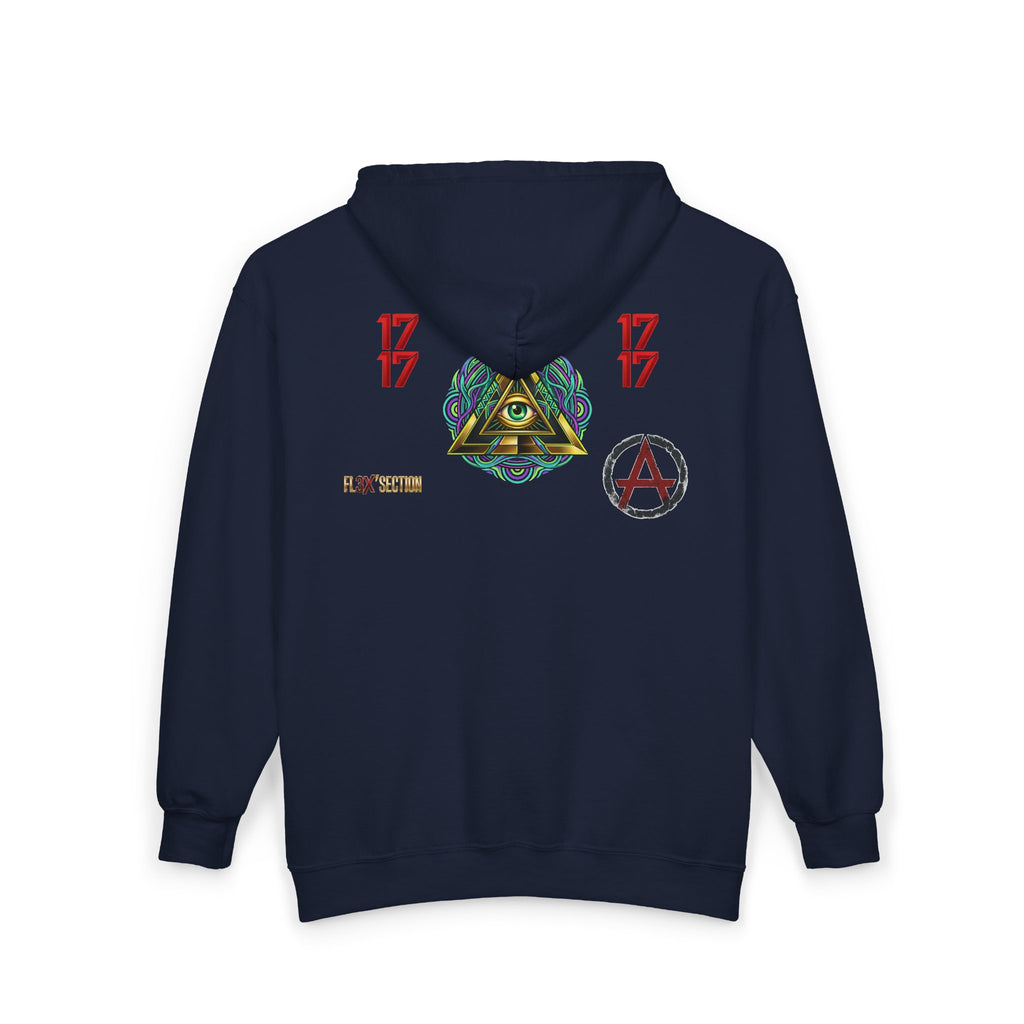 All-Seeing Eye Zip Hoodie — Psychedelic Geometric Graphic Sweatshirt