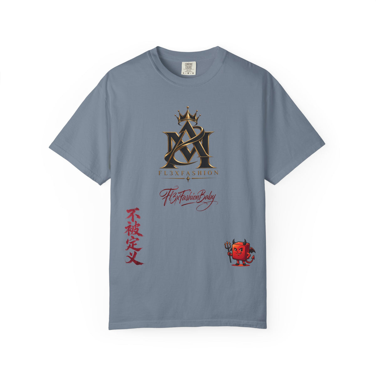 Graphic T-Shirt — Urban Asian-Inspired Logo Tee with Kanji & Devil Icon