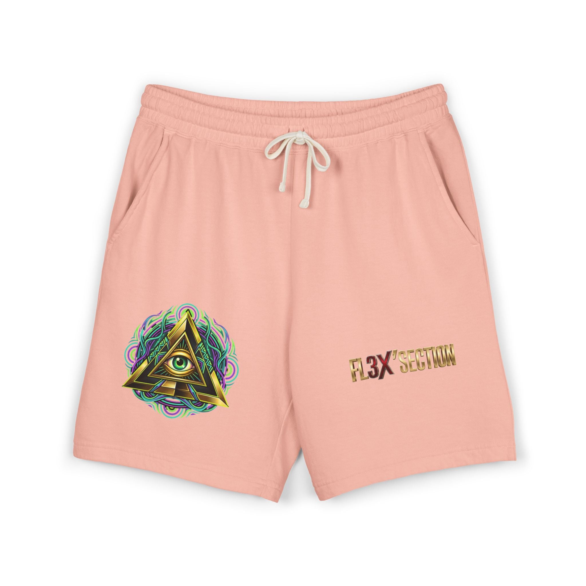 Conscious Symbol Fleece Sweat Shorts — Illuminati Triangle & Anarchy Graphic