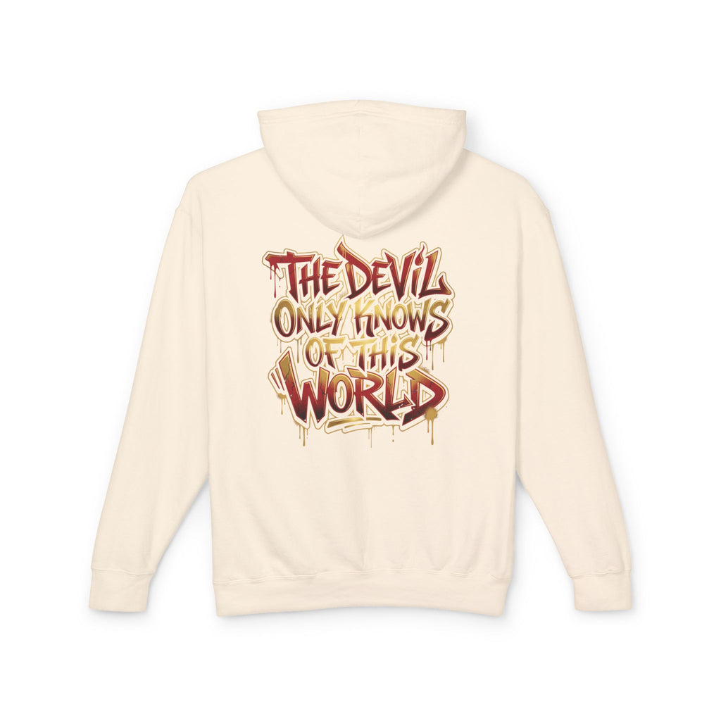 Devil Graphic Hoodie — "The Devil Only Knows of This World" Streetwear Sweatshirt