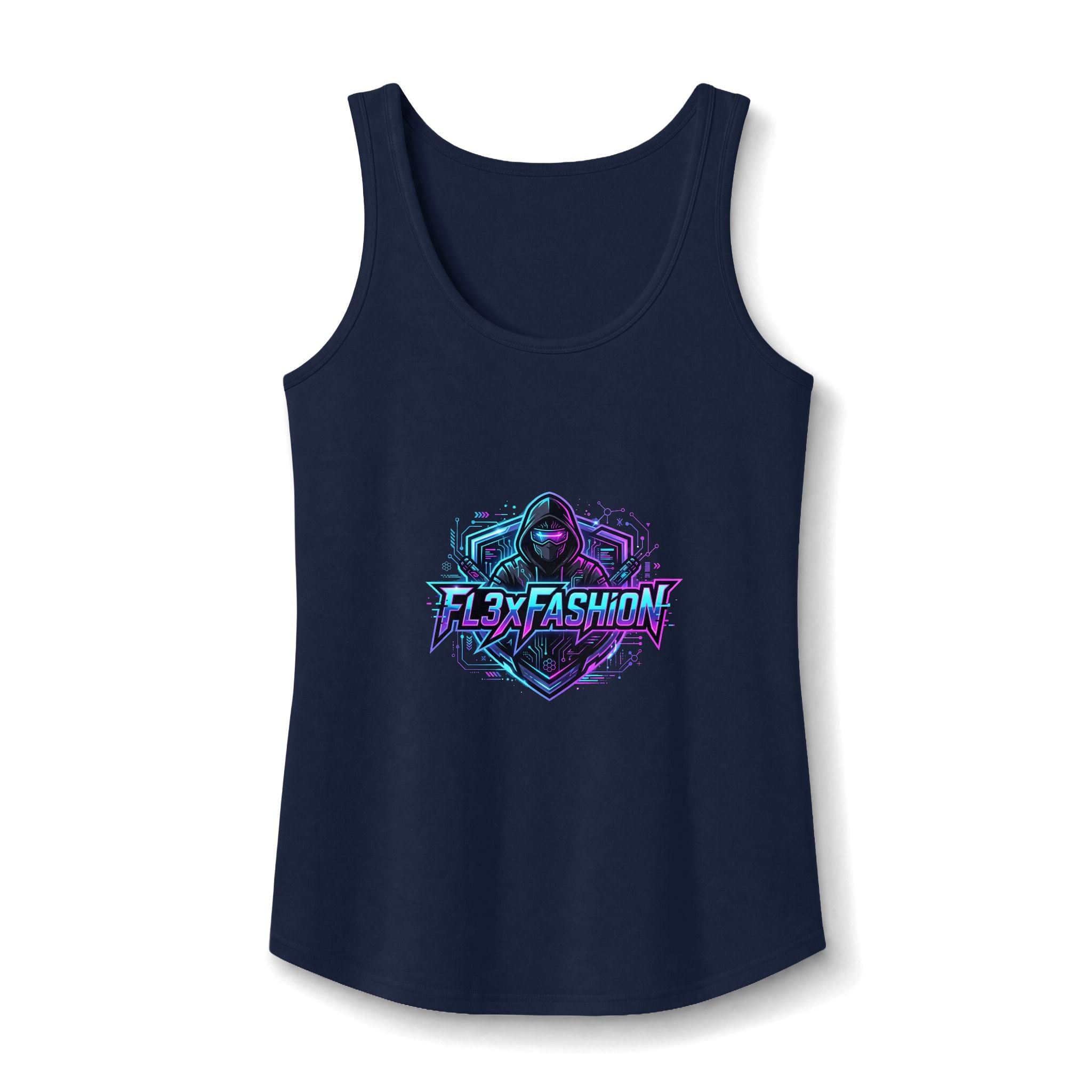 Graphic Gamer Hoodie Tank — 'Flex Fashion' Neon Gamer Logo Women's Tank