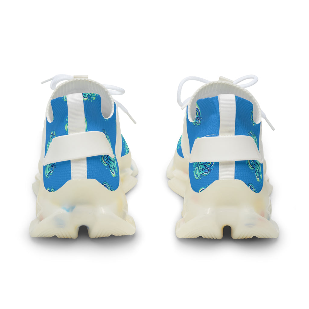 Mesh Sneakers — Blue 'Fresh Up' Patterned Athletic Shoes