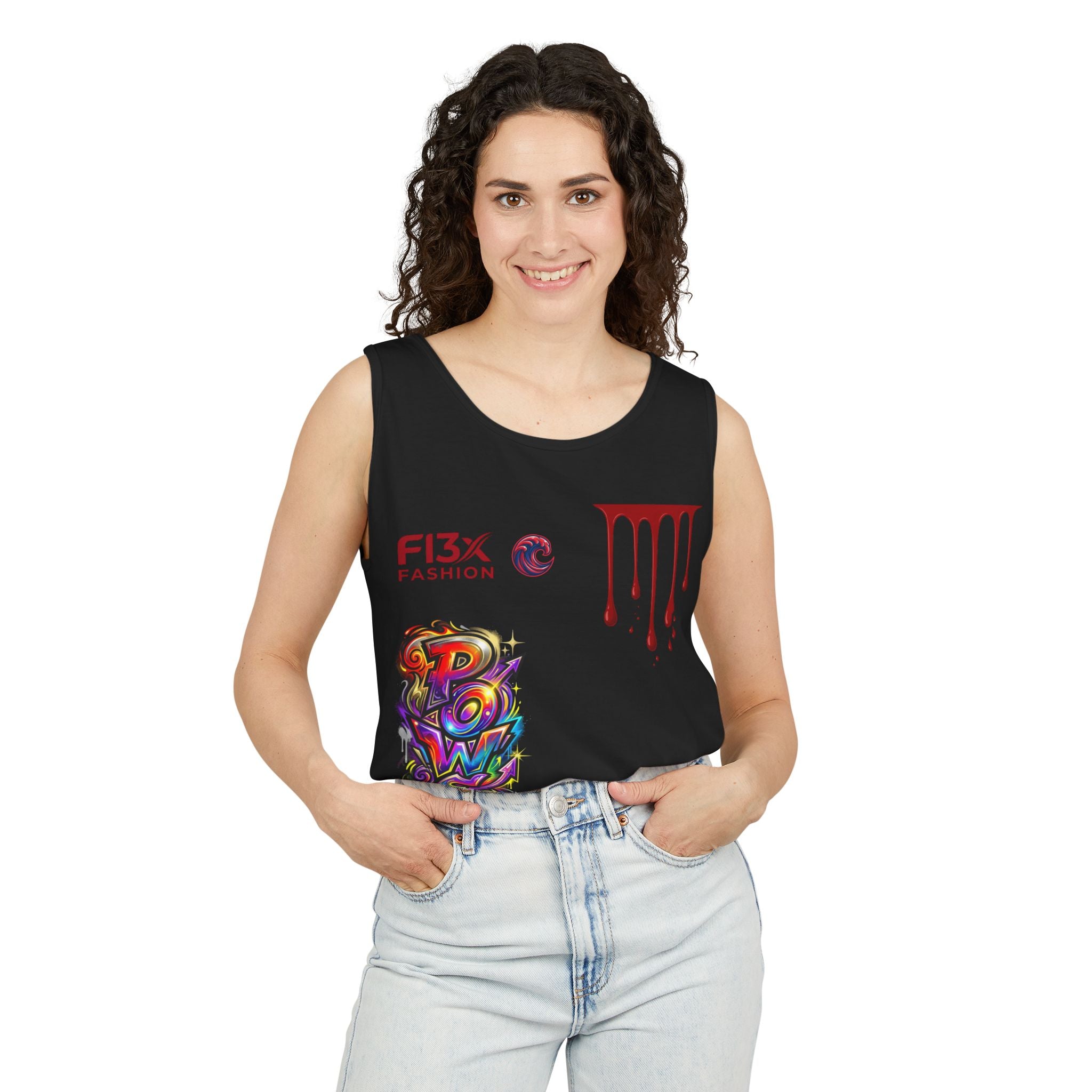 Graphic Tank Top — Colorful Street Art & Drip Logo Design