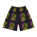 Graphic Sports Shorts — Neon Smiley Streetwear All-Over Print