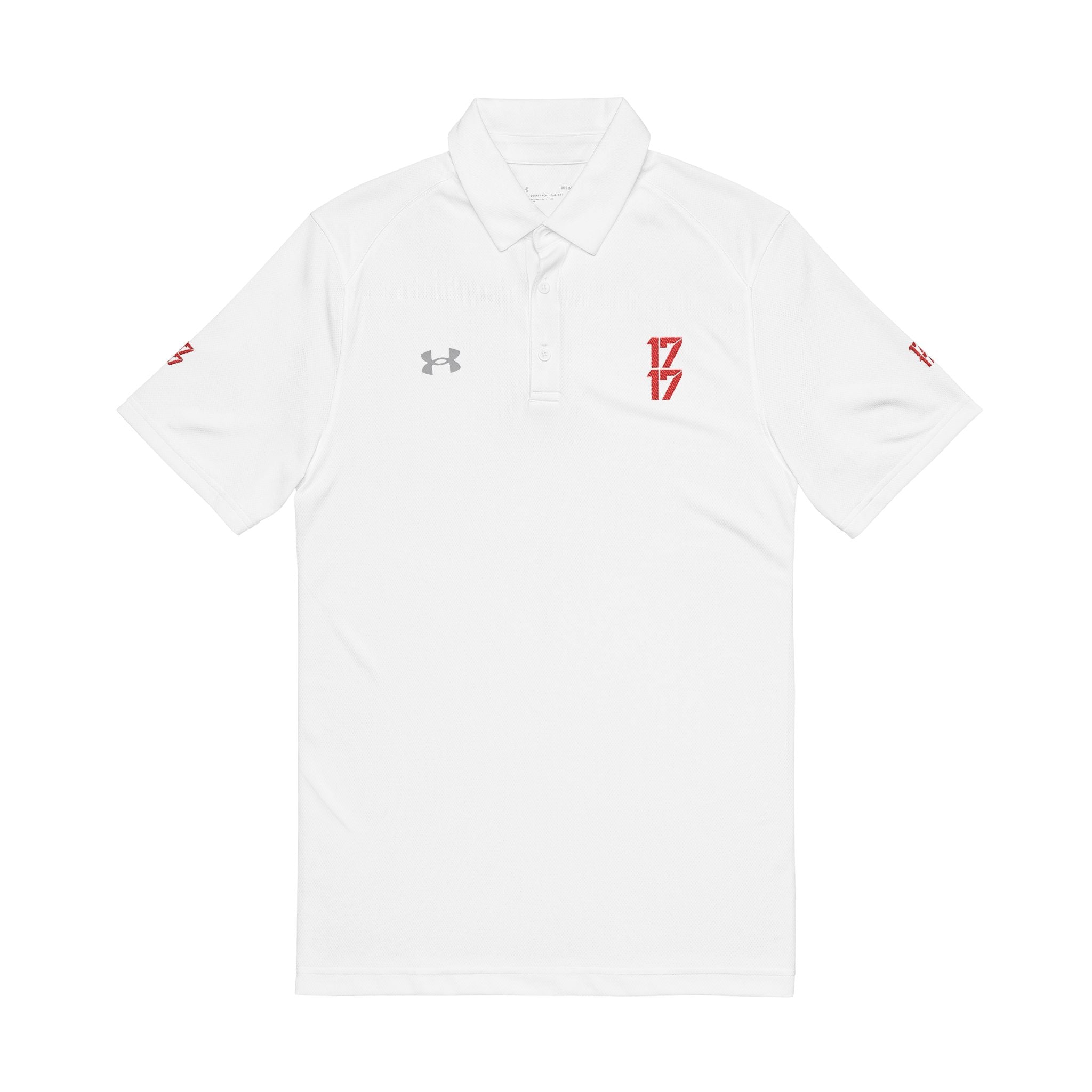 Embroidered '17' White Men's Performance Polo