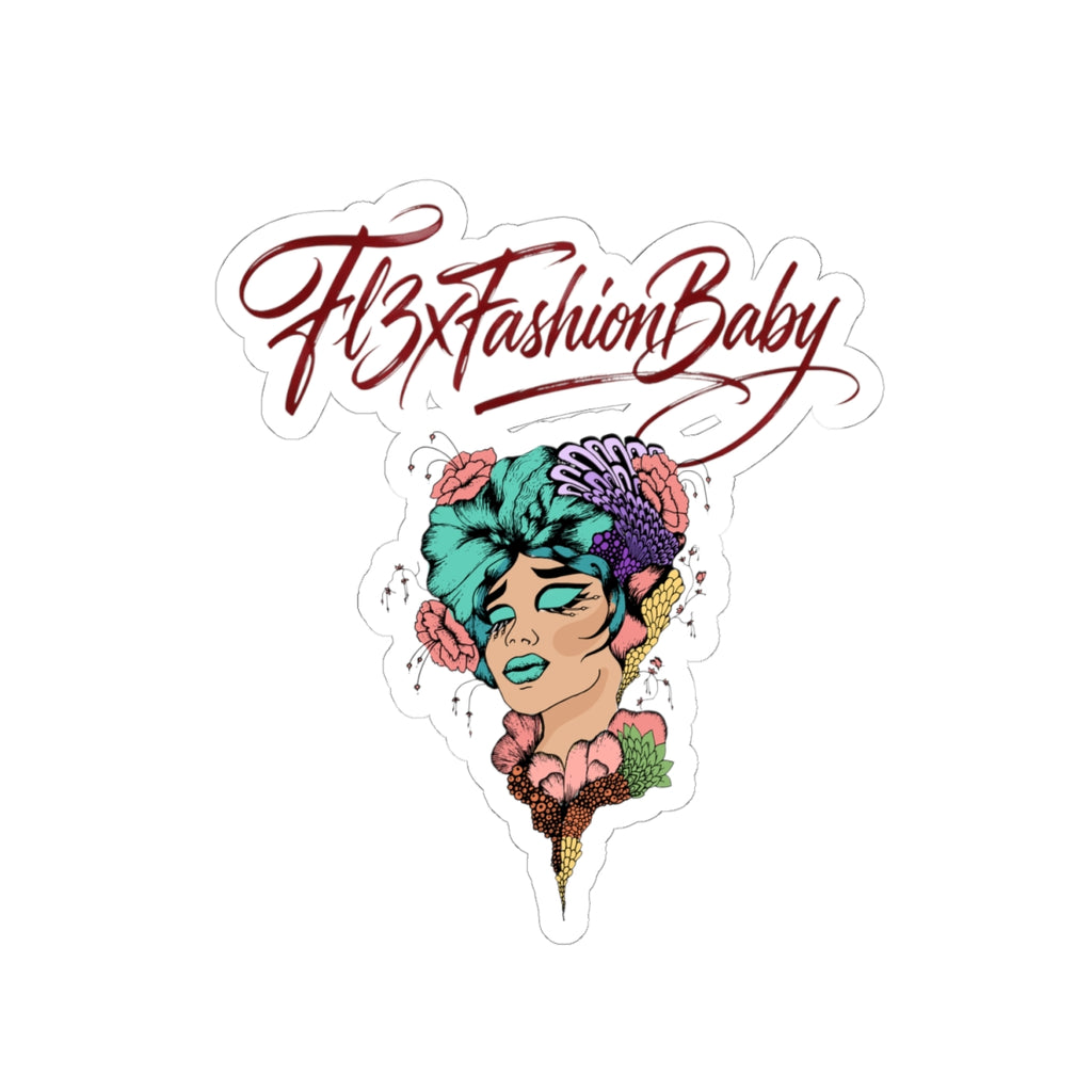 Kiss-Cut Sticker — 'FBxFashionBaby' Floral Portrait Laptop Decal