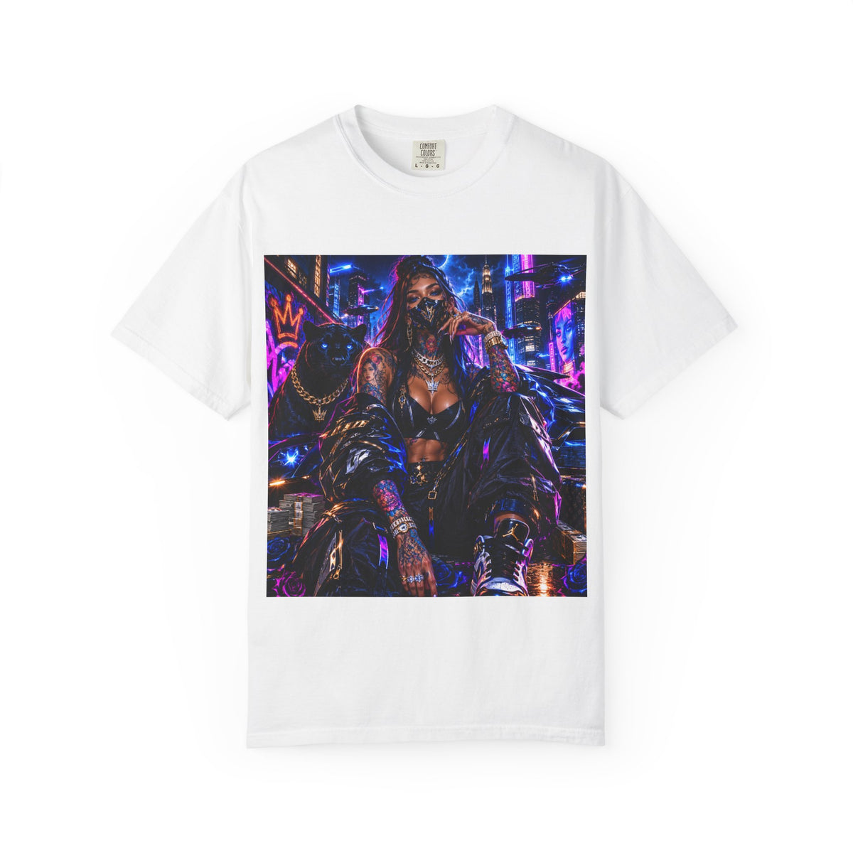 Cyberpunk Streetwear T-Shirt — "Fl3x Fashion Omertà" Graphic
