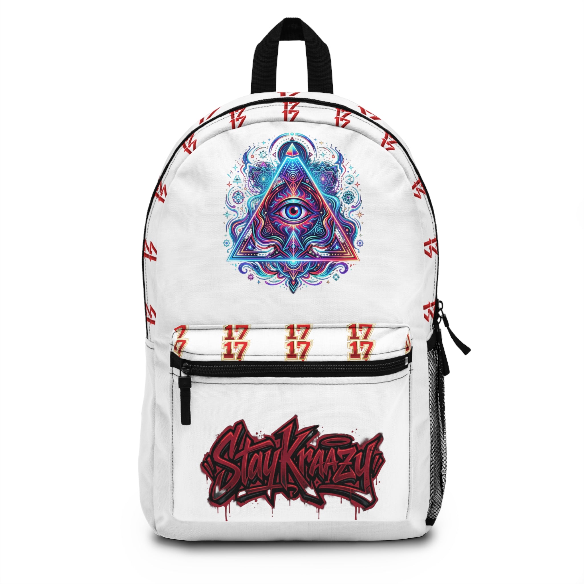 Backpack — Mystical All-Seeing Eye Graphic Backpack with "Stay Krazy" Street Art