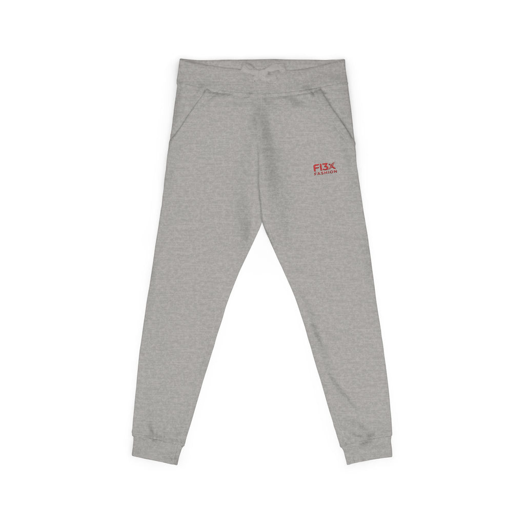 Embroidered Cozy Sweatpants — Minimal Red Logo Fleece Joggers