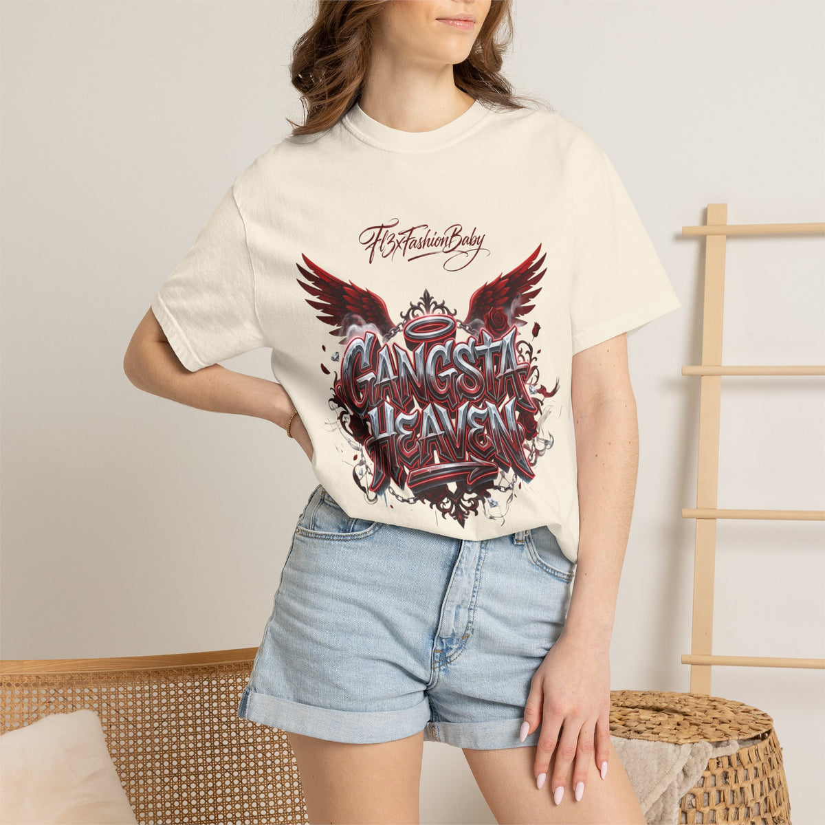 Gangsta Heaven Graphic T-Shirt — Scripted Front & Vertical Kanji Back