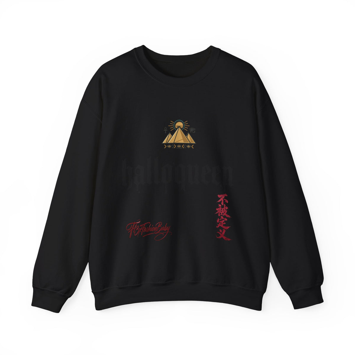 Halloqueen Crewneck Sweatshirt — Gothic Script Halloween Pullover