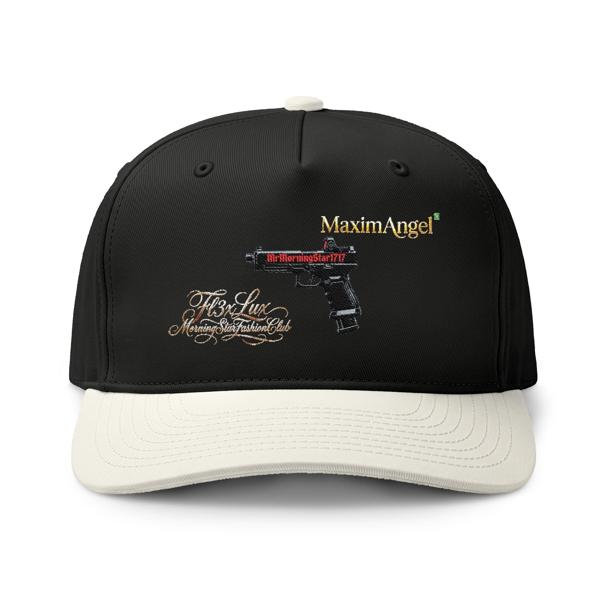 Two-Tone Cap — Embroidered Handgun Graphic "Marine Angel" Trucker Hat