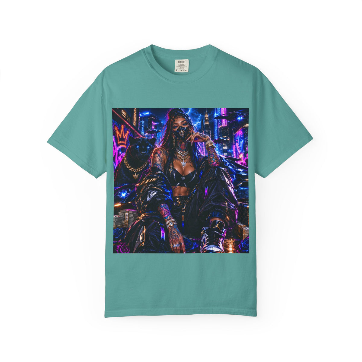 Cyberpunk Streetwear T-Shirt — "Fl3x Fashion Omertà" Graphic
