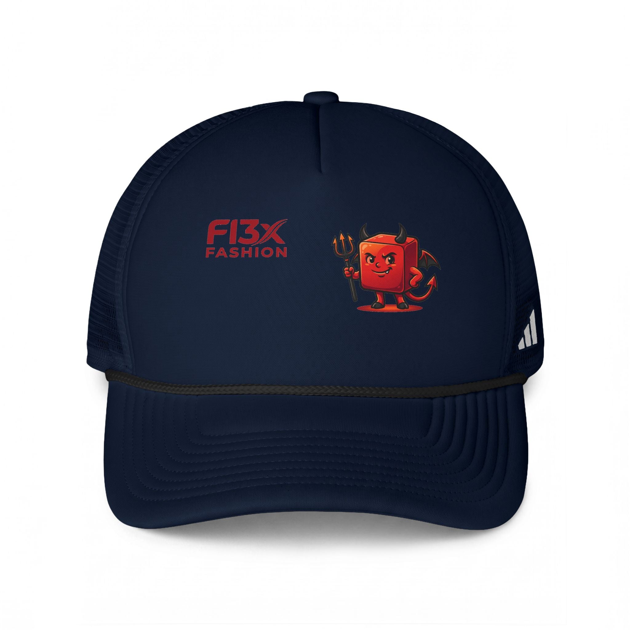 Trucker Cap — Red Demon Block Graphic "Flex Fashion"