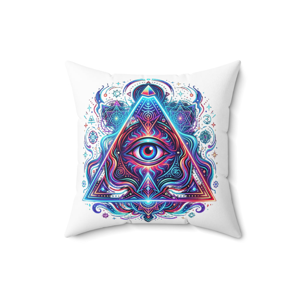 Mystic Third Eye Triangle Pillow - Psychedelic Spiritual Decorative Throw