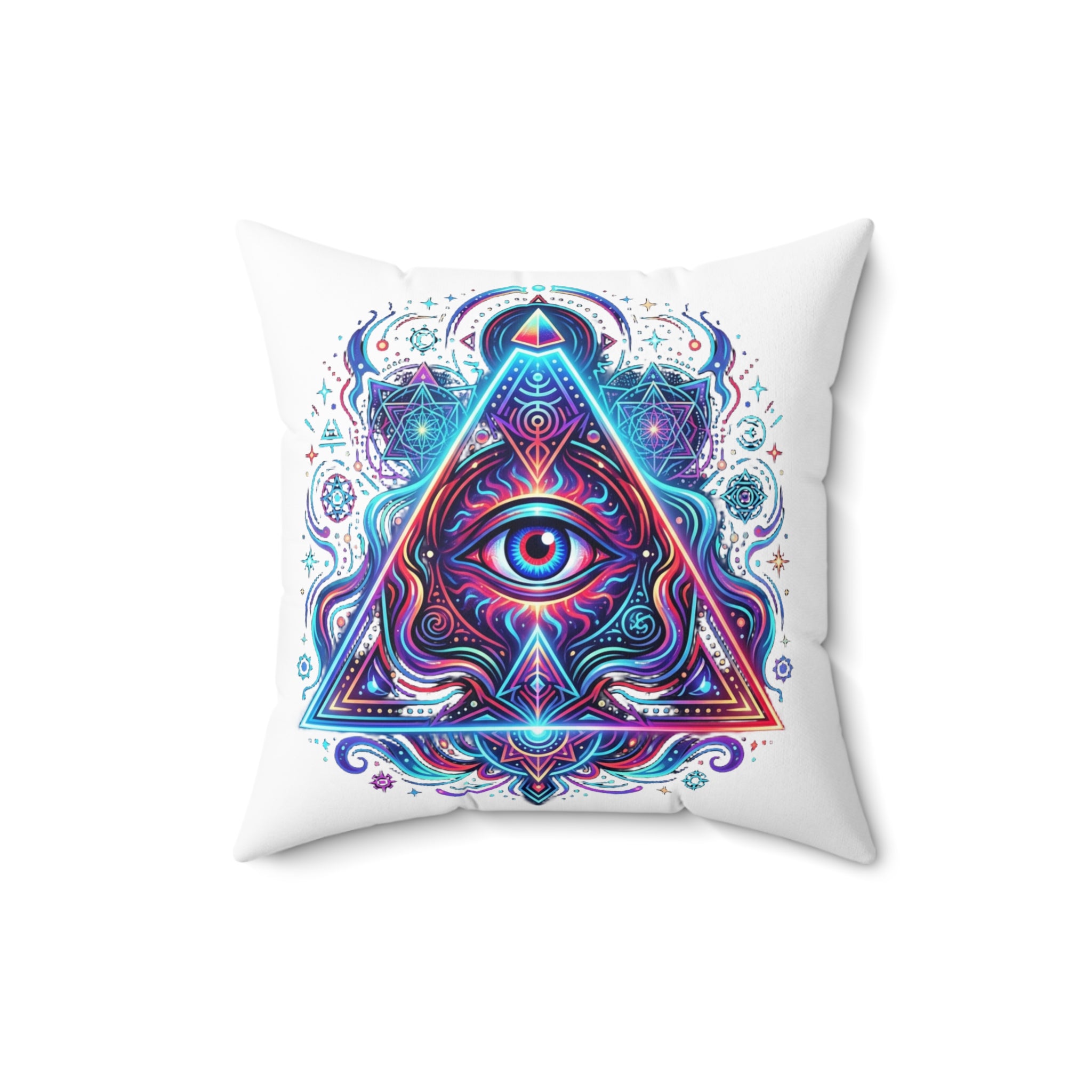 Mystic Third Eye Triangle Pillow - Psychedelic Spiritual Decorative Throw