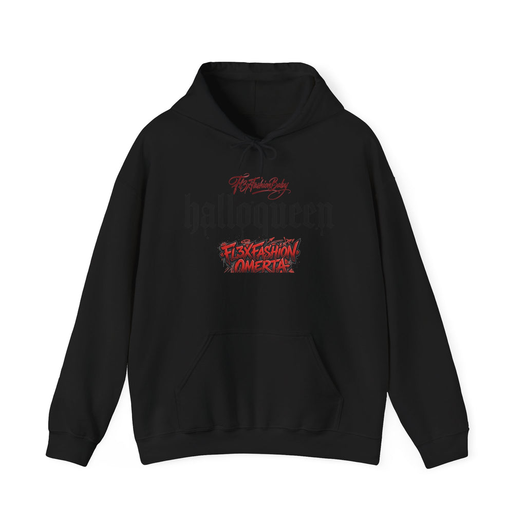HallowQueen Gothic Halloween Hoodie — “HallowQueen” Graphic Pullover