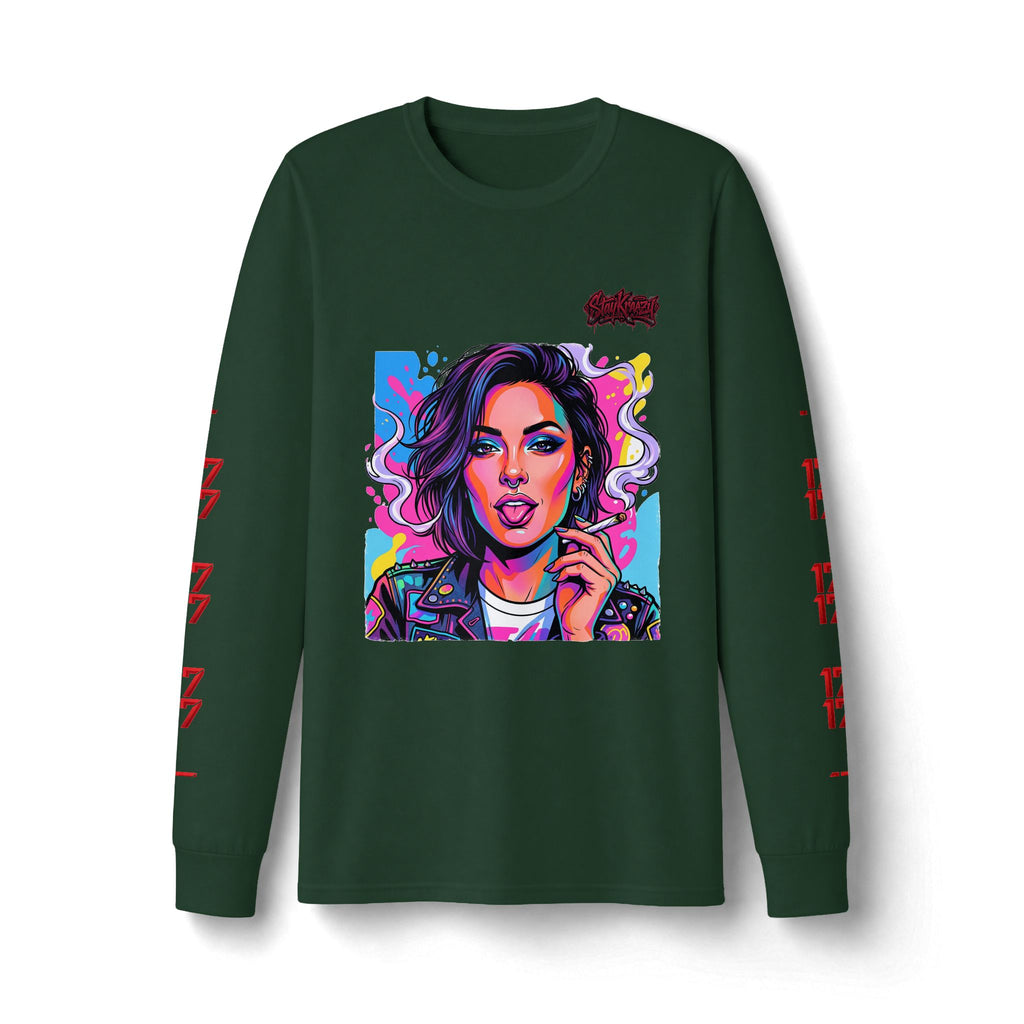 Long Sleeve Tee — Neon Pop Portrait Graphic