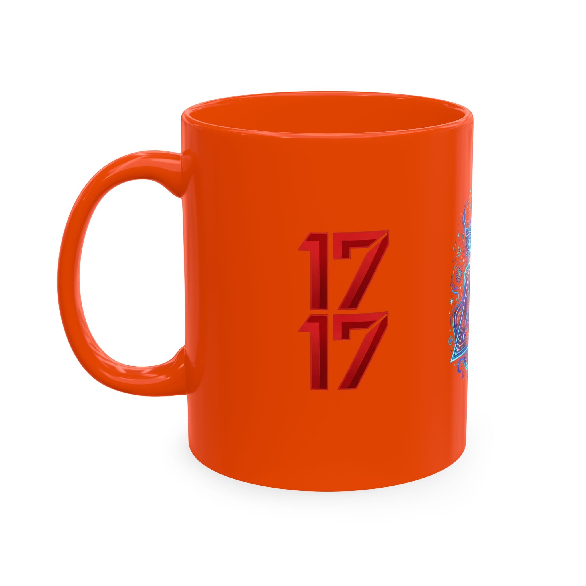 Ceramic Mug — Mystic Third Eye Pyramid Design with 7/17 Red Numerals