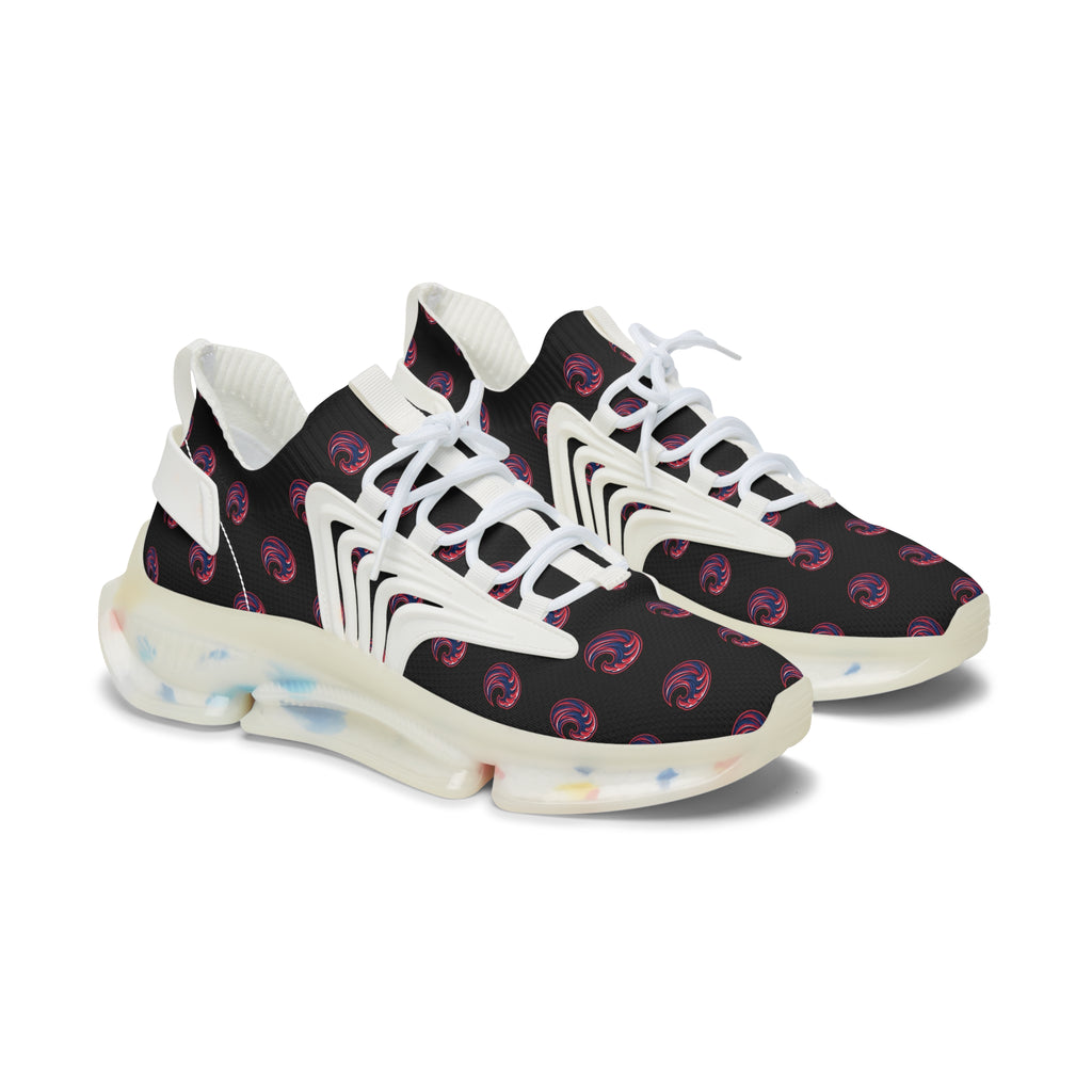 Women's Mesh Sneakers - Black Swirl Pattern Athletic Shoes
