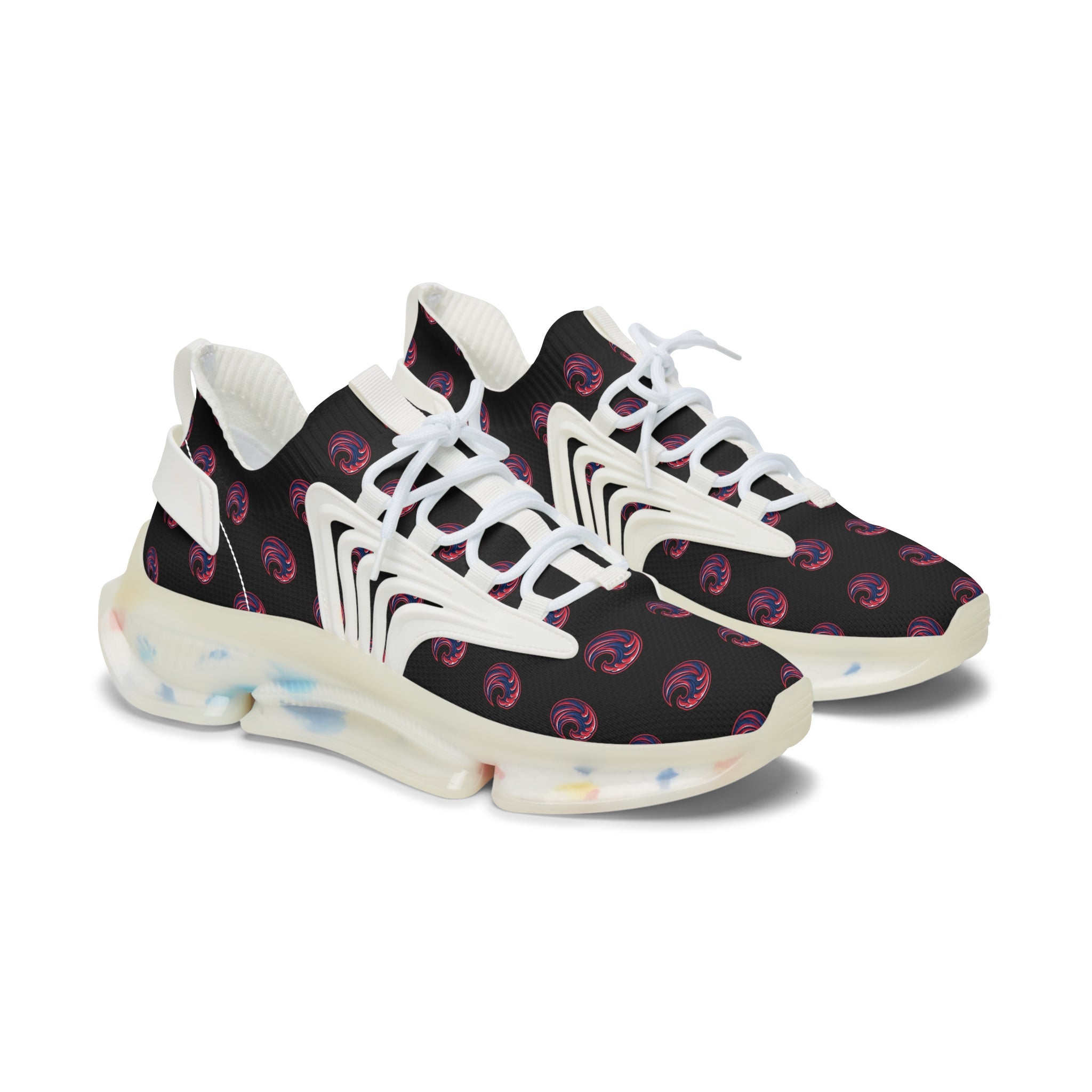 Women's Mesh Sneakers - Black Swirl Pattern Athletic Shoes